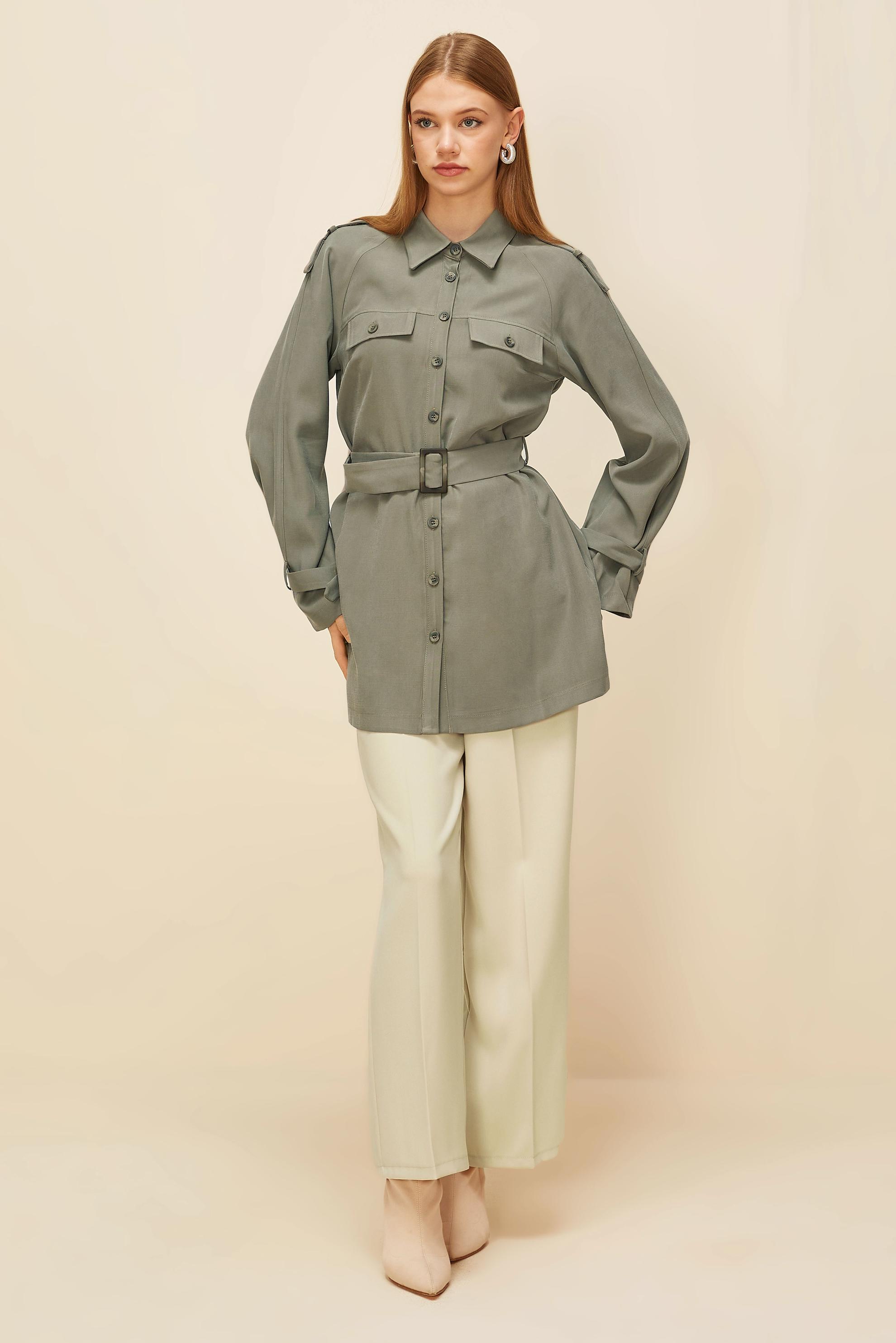 Vêtements hijab BEIGE PANTALON À TAILLE ÉLASTIQUE 70926