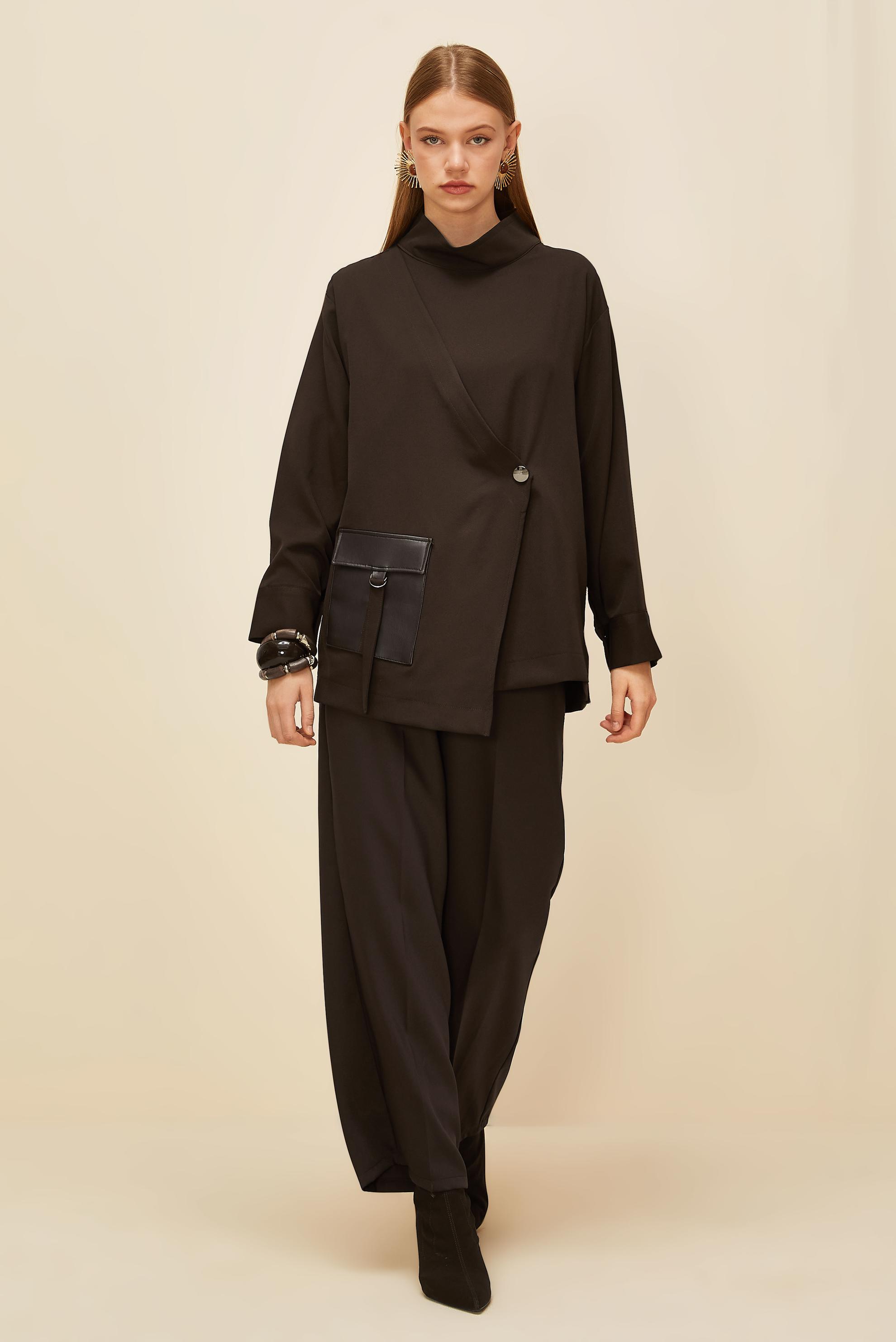 Vêtements hijab BRUN PANTALON À TAILLE ÉLASTIQUE 70926