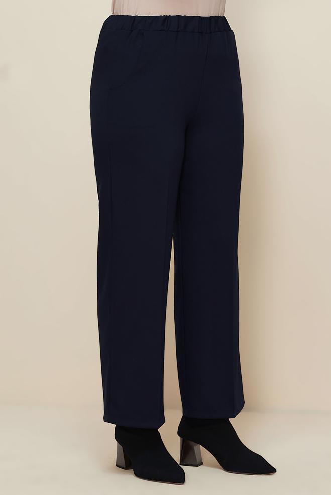 Vêtements hijab BLEU MARINE PANTALON À TAILLE ÉLASTIQUE 70926 - ALVİNA