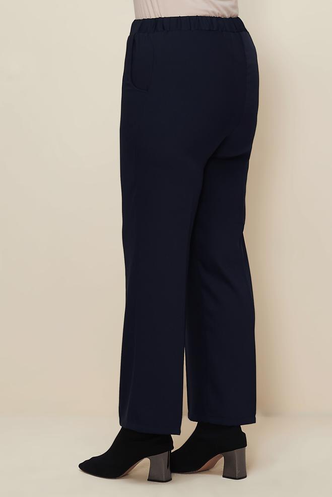 Vêtements hijab BLEU MARINE PANTALON À TAILLE ÉLASTIQUE 70926 - ALVİNA