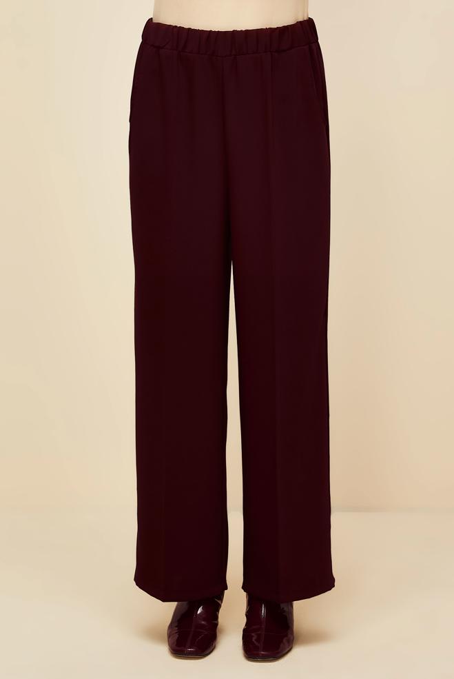 Hijab clothing CLARET RED ELASTIC WAIST PANTS 70926 - ALVİNA