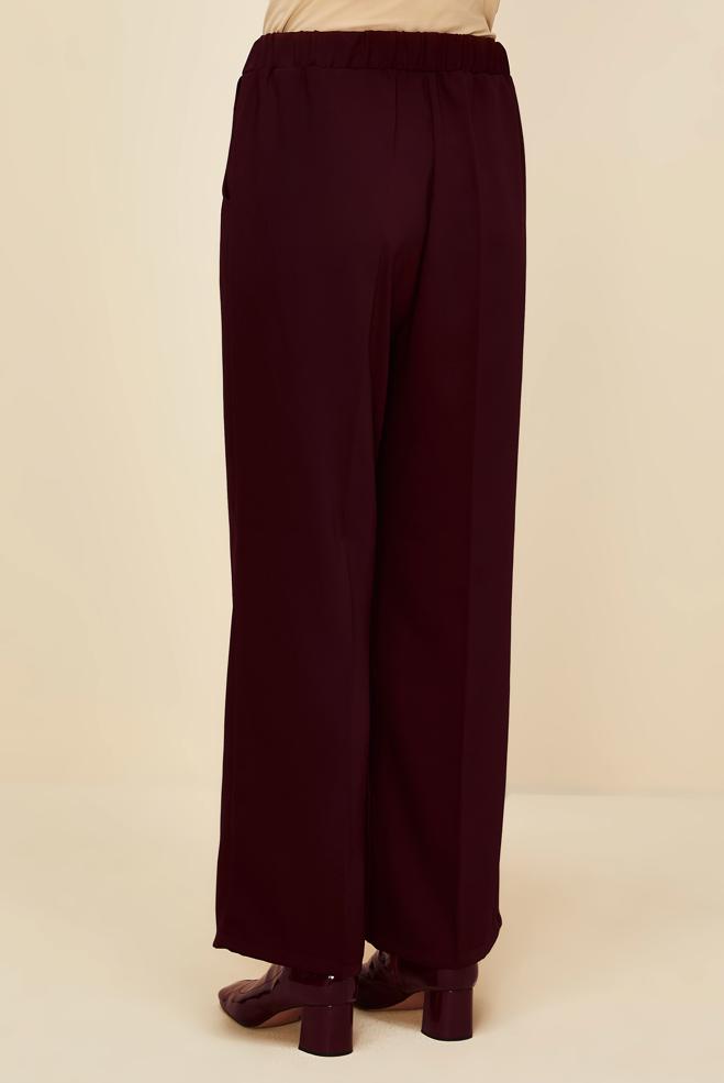 Hijab clothing CLARET RED ELASTIC WAIST PANTS 70926 - ALVİNA