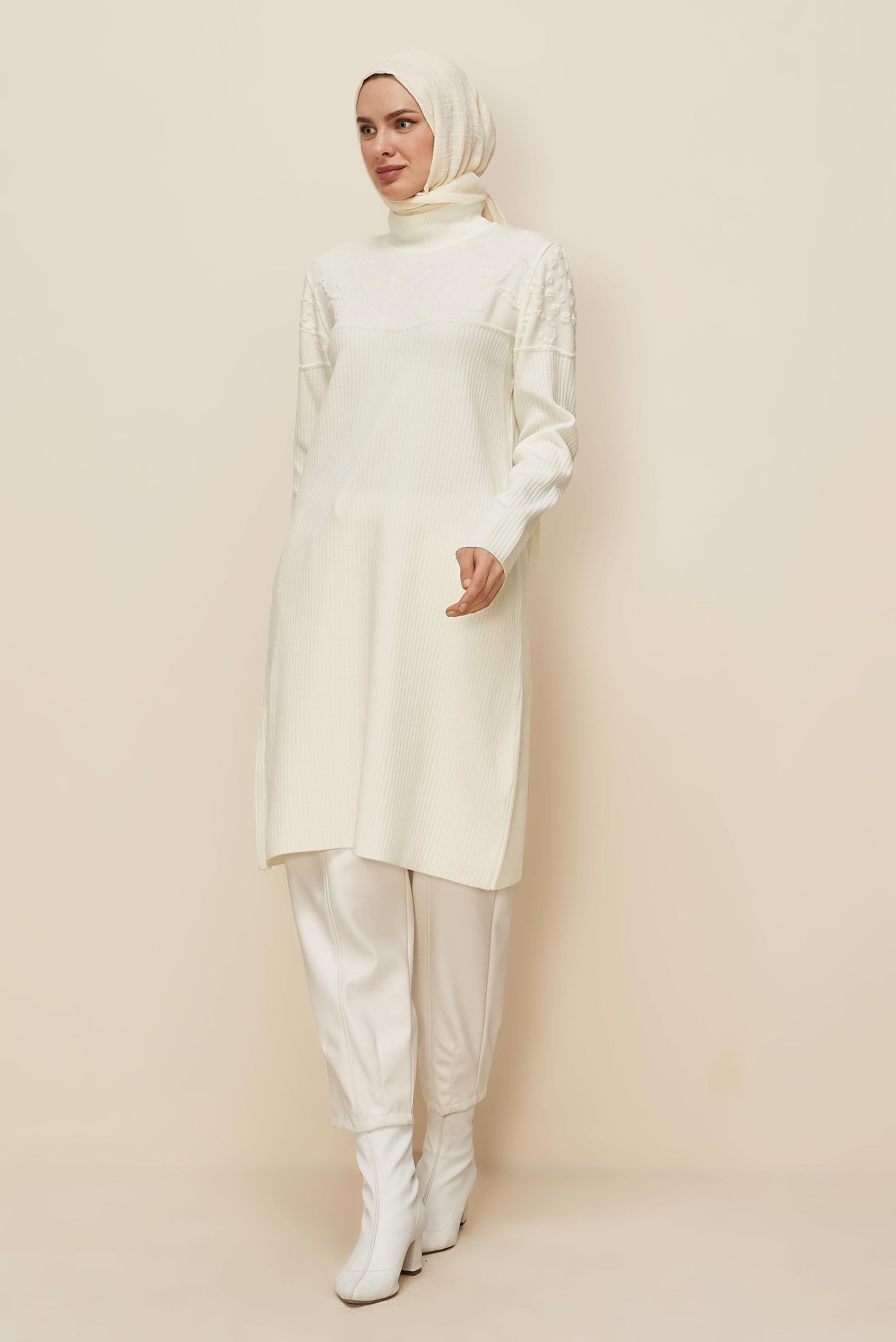 Hijab clothing WHITE FAUX LEATHER PANTS 70927