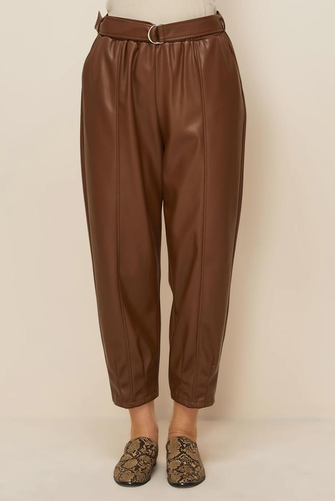 Vêtements hijab TABA PANTALON SIMILI CUIR 70927 - ALVİNA