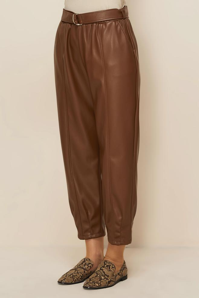 Vêtements hijab TABA PANTALON SIMILI CUIR 70927 - ALVİNA