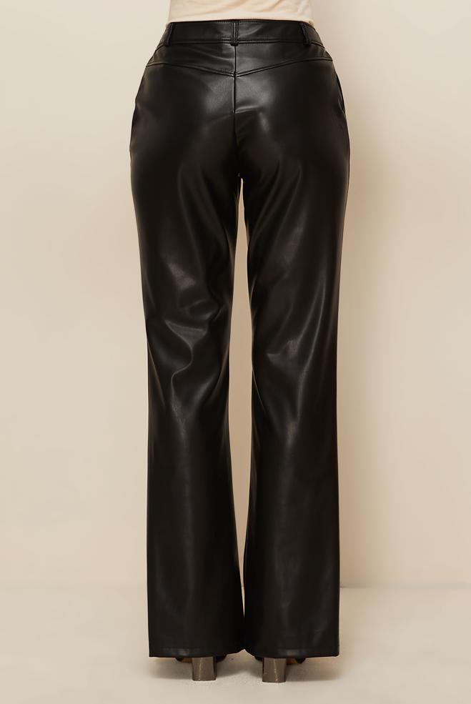 Tesettür giyim SİYAH SUNİ DERİ PANTOLON 70928 - ALVİNA