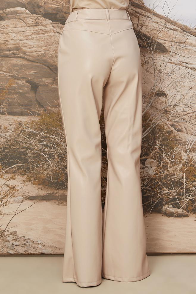 Hijab clothing BEIGE FAUX-LEATHER PANTS 70928 - ALVİNA