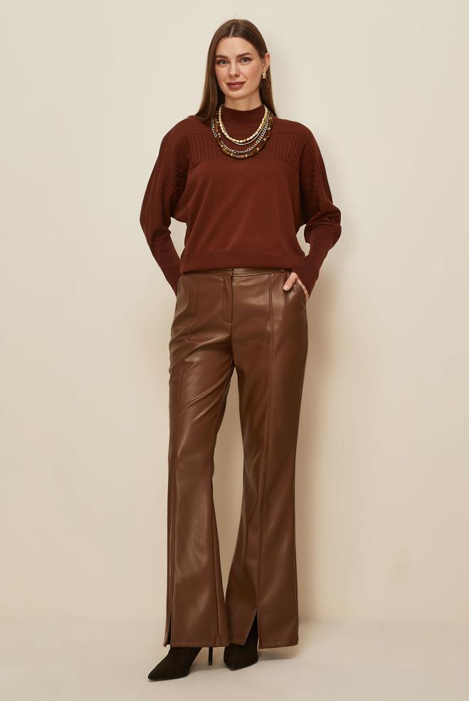 Vêtements hijab TABA PANTALON SIMILI CUIR 70928 - ALVİNA