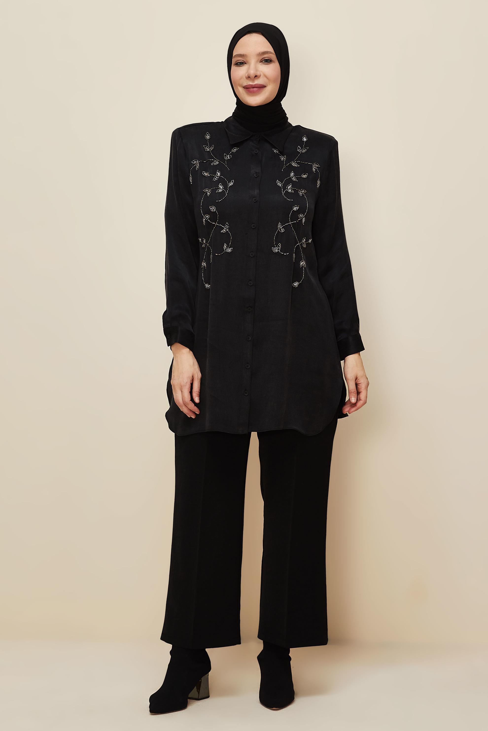 Vêtements hijab NOIR PANTALON GRANDE TAILLE 70929