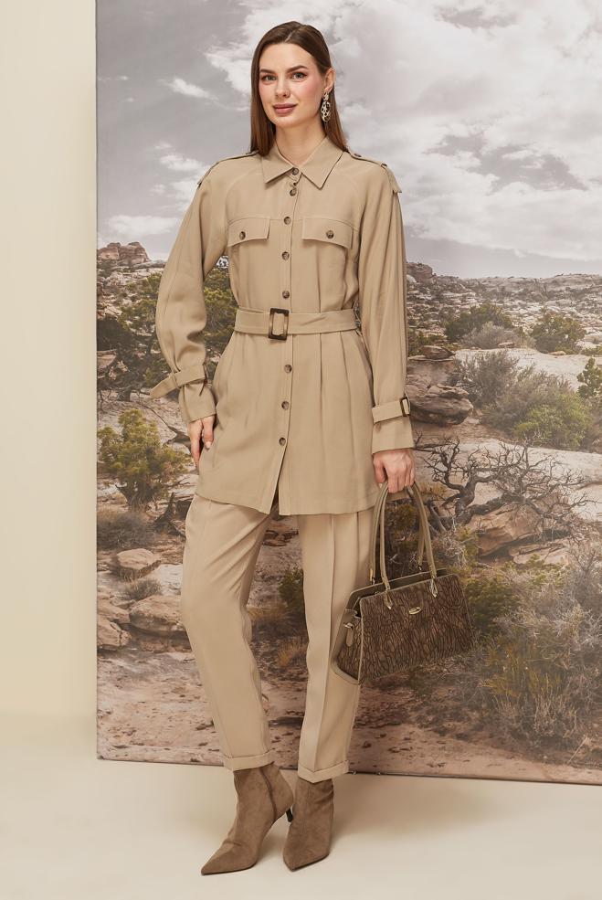 Vêtements hijab BRUN PANTALON PLISSÉ 70930 - ALVİNA