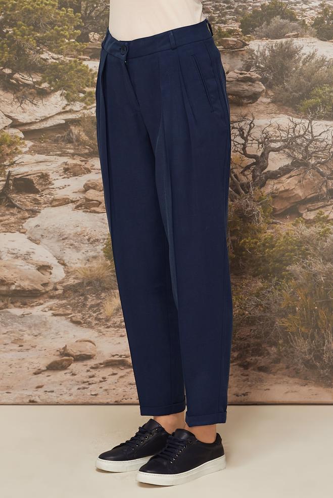 Vêtements hijab BLEU MARINE PANTALON PLISSÉ 70930 - ALVİNA