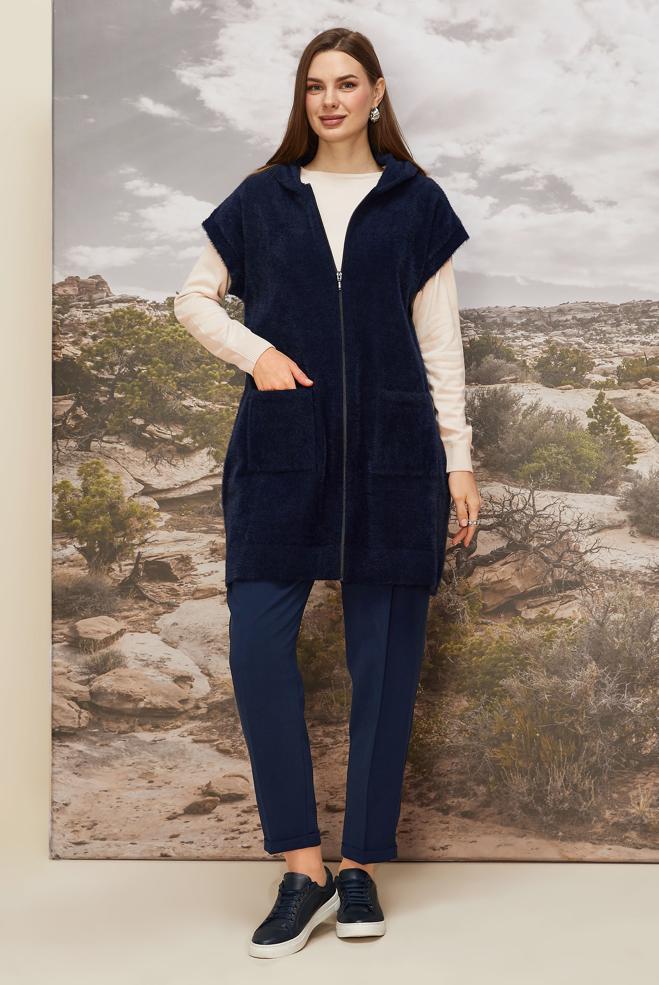 Vêtements hijab BLEU MARINE PANTALON PLISSÉ 70930 - ALVİNA