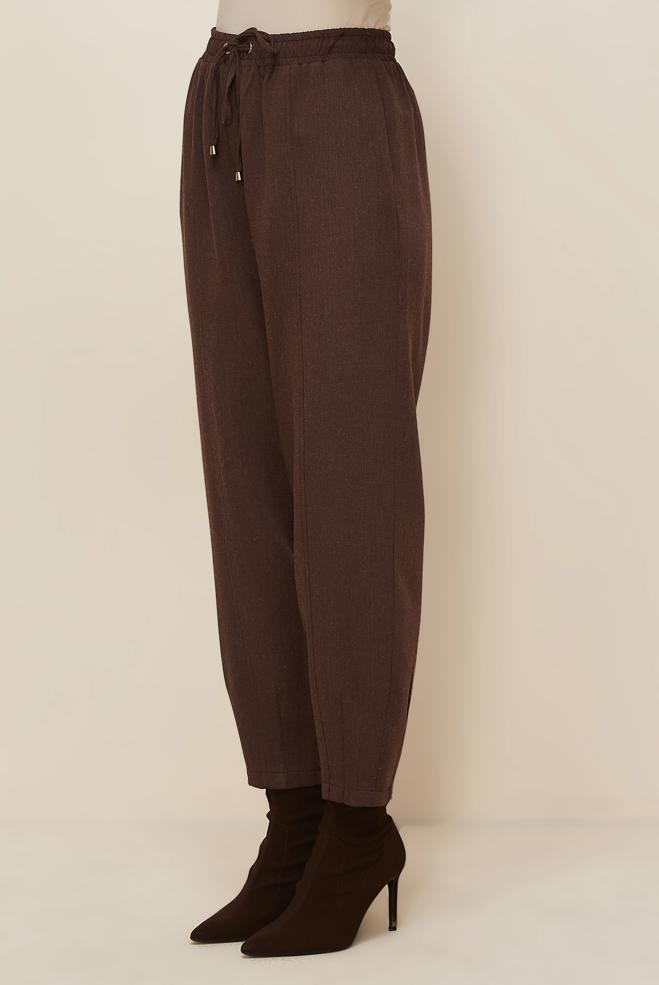 Vêtements hijab BRUN PANTALON TAILLE ÉLASTIQUE 70931 - ALVİNA