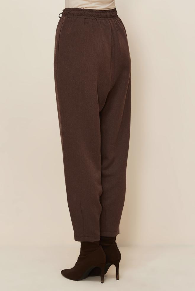 Vêtements hijab BRUN PANTALON TAILLE ÉLASTIQUE 70931 - ALVİNA