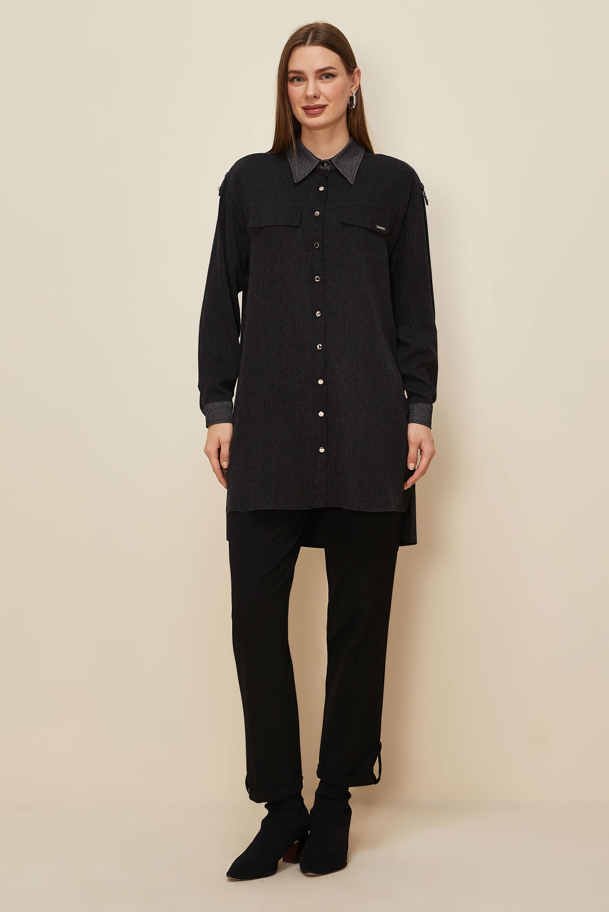 Tesettür giyim SİYAH DÜĞME DETAYLI PANTOLON 70938