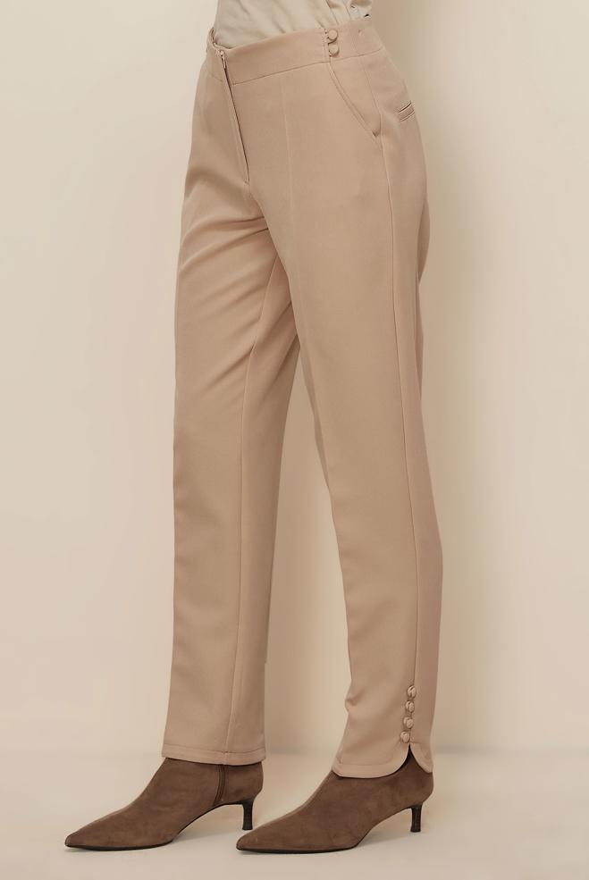 Hijab clothing BEIGE BUTTON DETAILED PANTS 70941 - ALVİNA