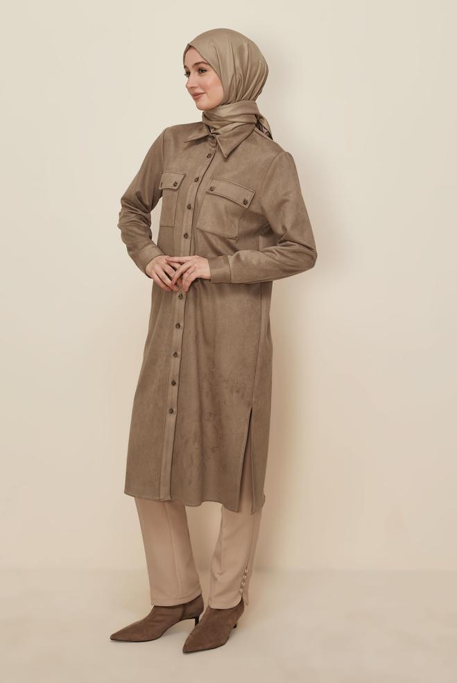 Hijab clothing BEIGE BUTTON DETAILED PANTS 70941 - ALVİNA