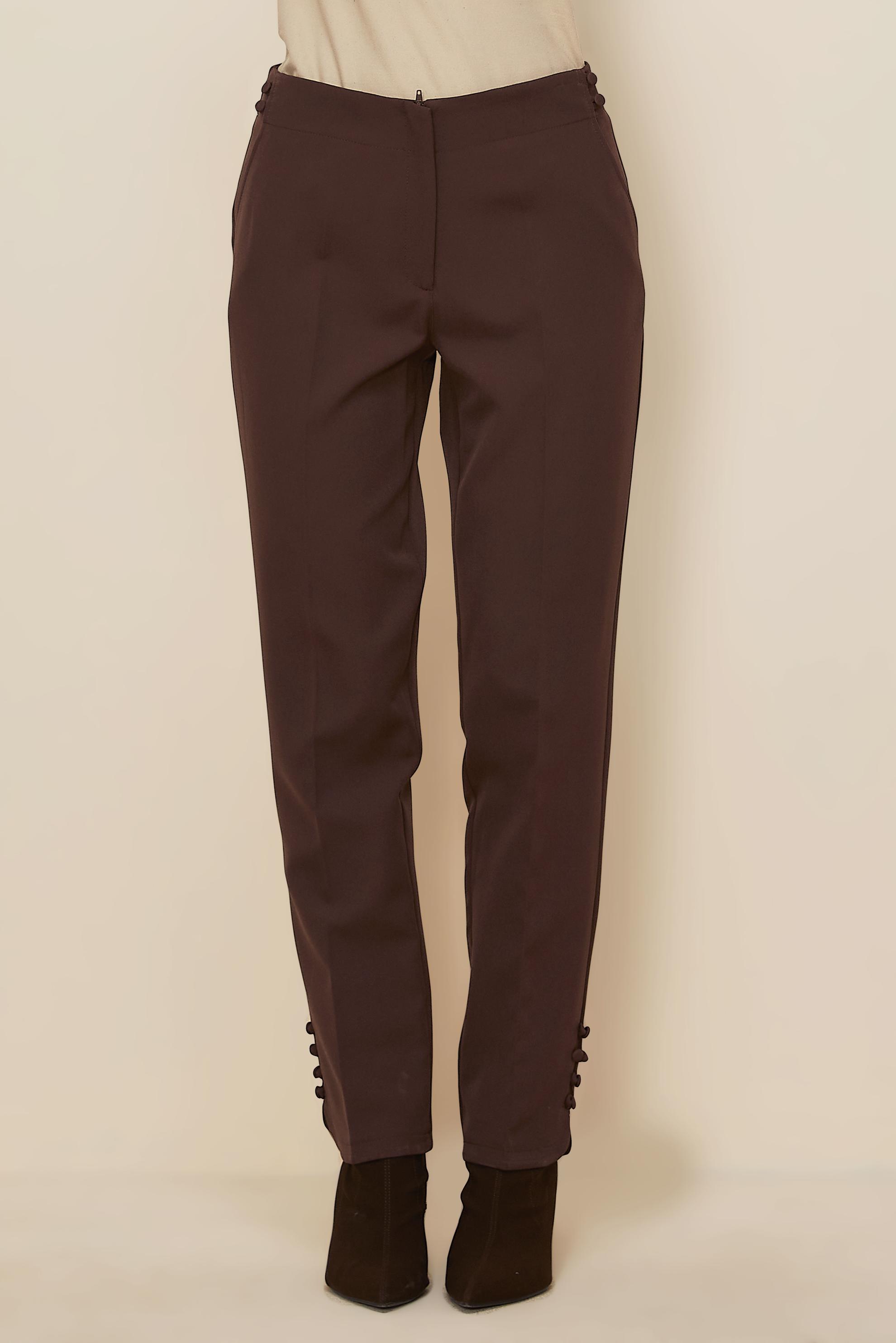 Tesettür giyim KAHVE DÜĞME DETAYLI PANTOLON 70941