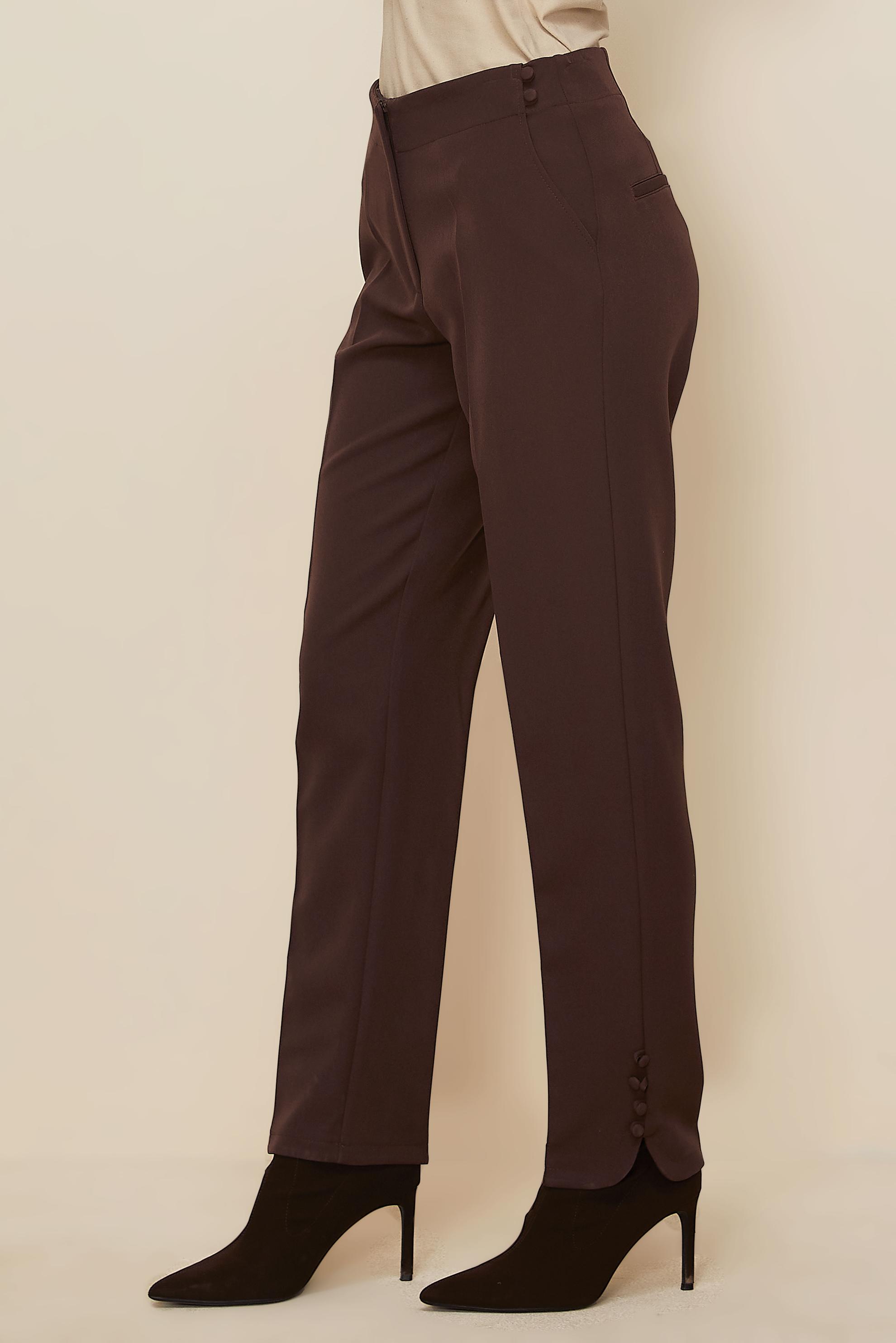 Tesettür giyim KAHVE DÜĞME DETAYLI PANTOLON 70941