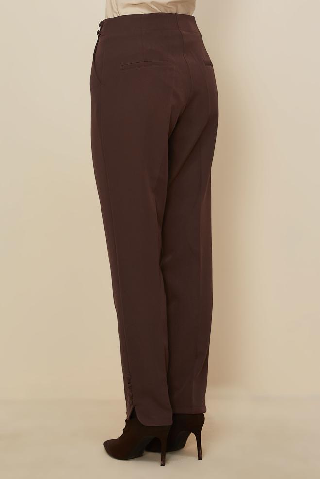 Vêtements hijab BRUN PANTALON DÉTAILLÉ À BOUTONS 70941 - ALVİNA