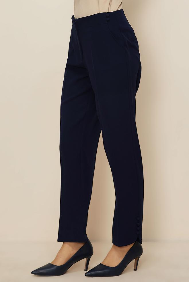 Hijab clothing NAVY BLUE BUTTON DETAILED PANTS 70941 - ALVİNA