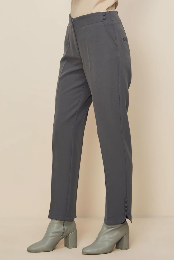 Hijab clothing GREY BUTTON DETAILED PANTS 70941 - ALVİNA