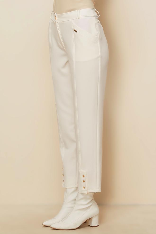 Hijab clothing WHITE BUTTON DETAILED PANTS 70944 - ALVİNA