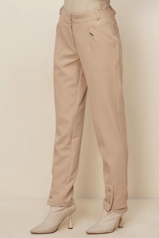 Hijab clothing BEIGE BUTTON DETAILED PANTS 70944 - ALVİNA