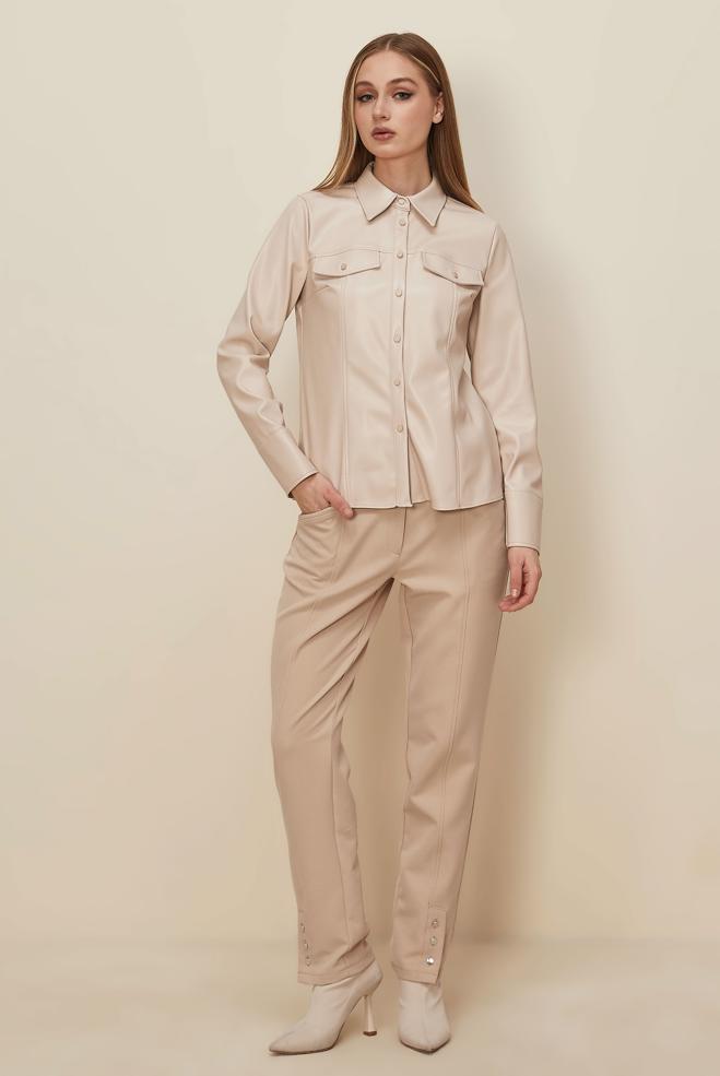 Hijab clothing BEIGE BUTTON DETAILED PANTS 70944 - ALVİNA