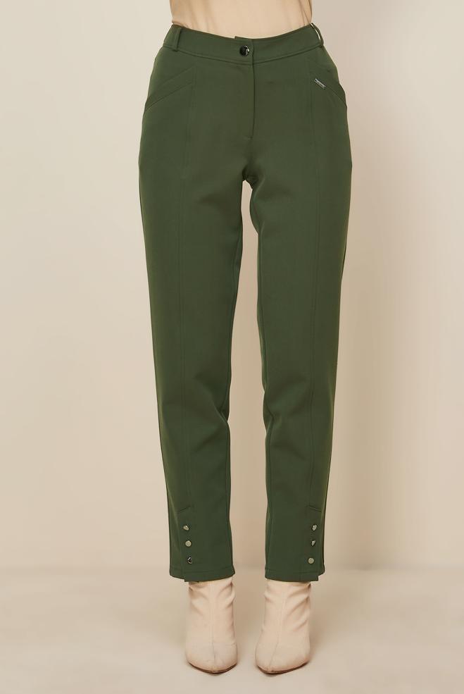 Tesettür giyim HAKİ DÜĞME DETAYLI PANTOLON 70944 - ALVİNA