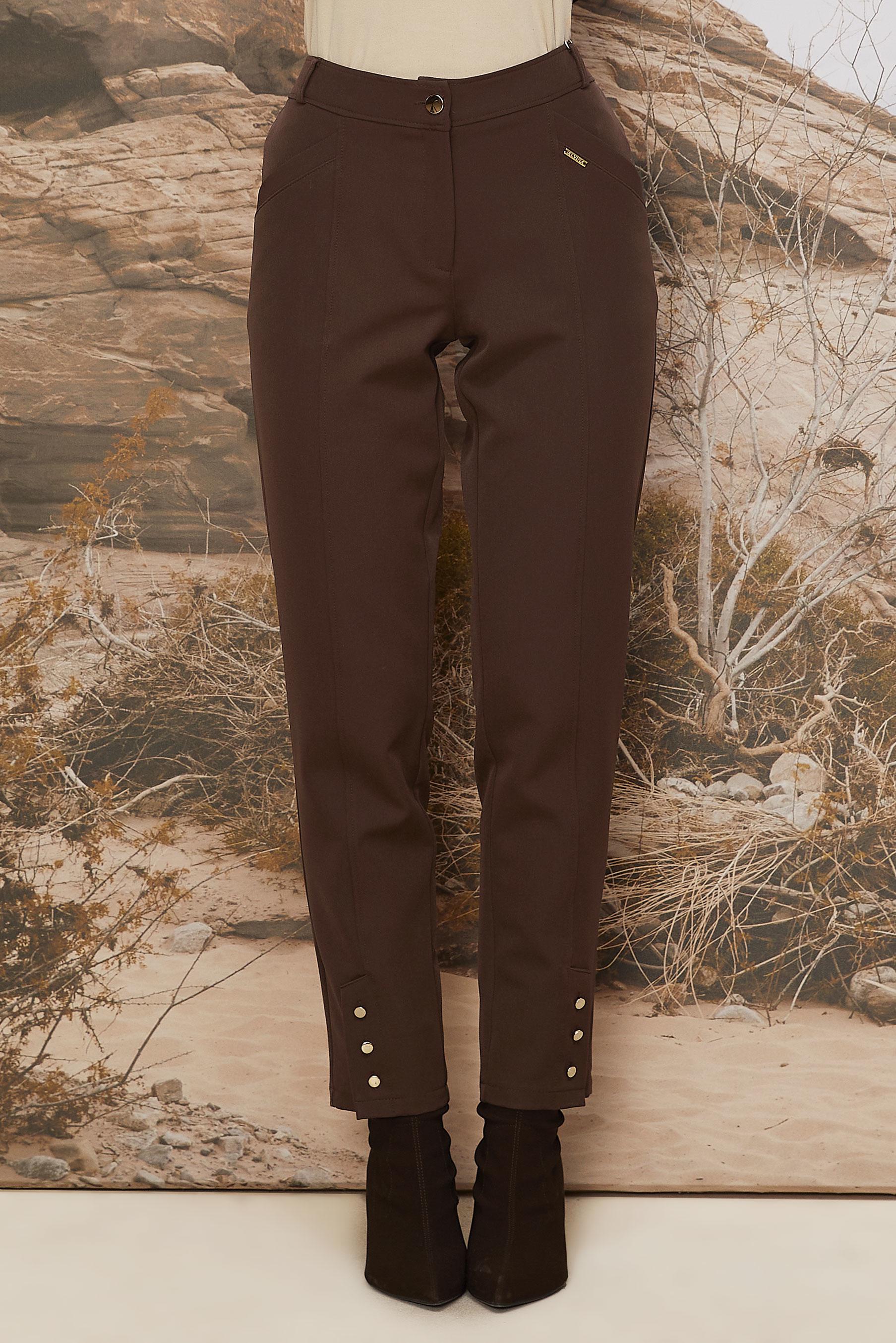 Tesettür giyim KAHVE DÜĞME DETAYLI PANTOLON 70944