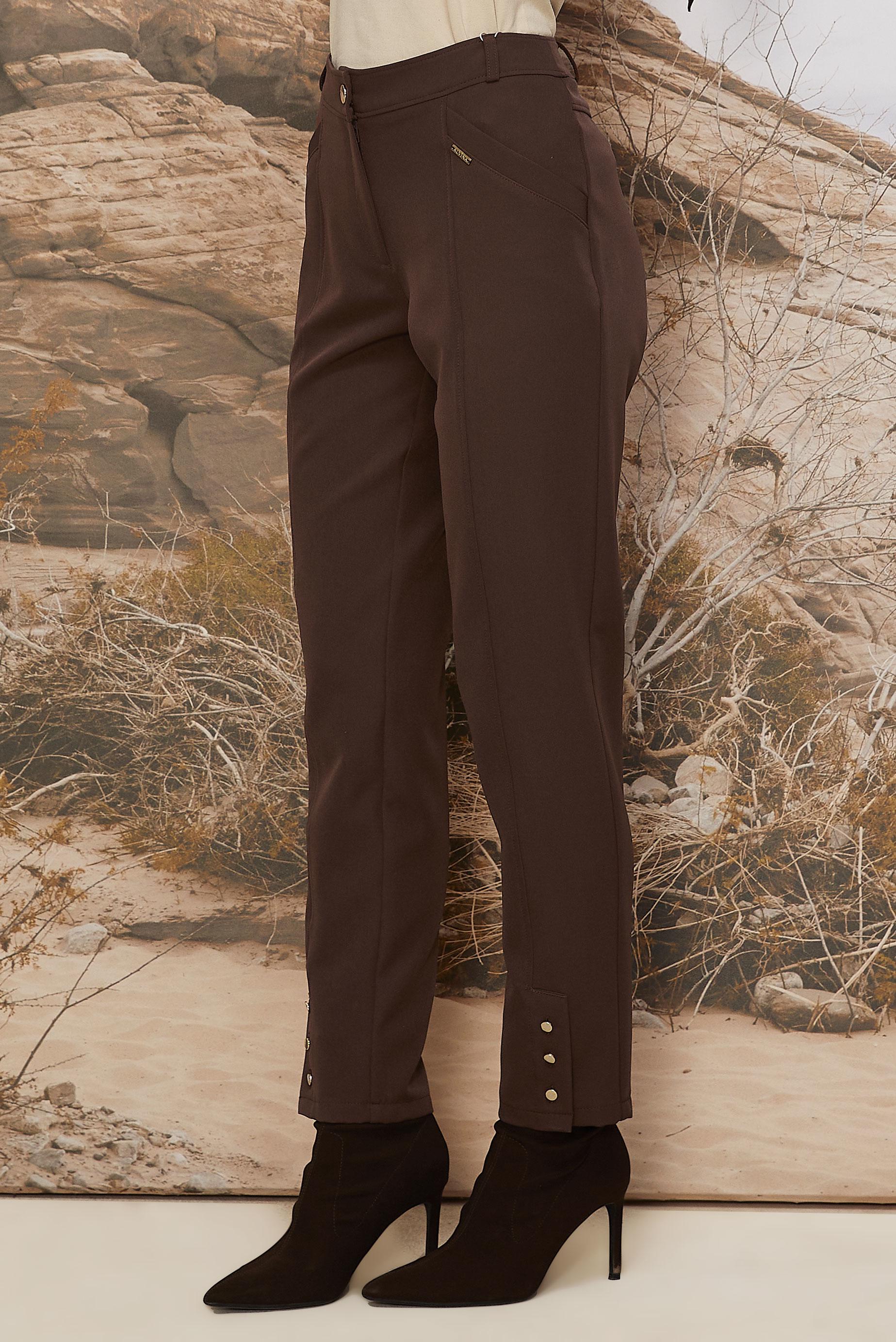 Tesettür giyim KAHVE DÜĞME DETAYLI PANTOLON 70944