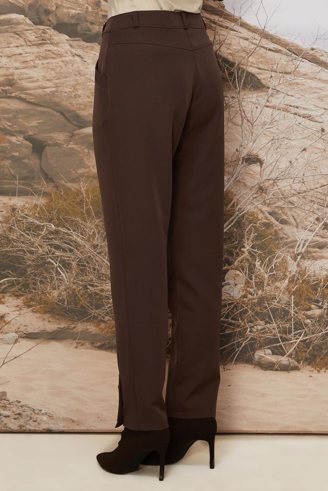 Hijab clothing BROWN BUTTON DETAILED PANTS 70944 - ALVİNA