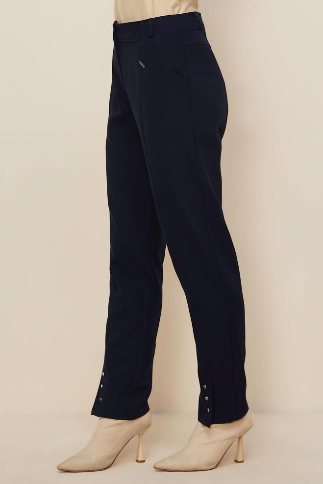 Hijab clothing NAVY BLUE BUTTON DETAILED PANTS 70944 - ALVİNA