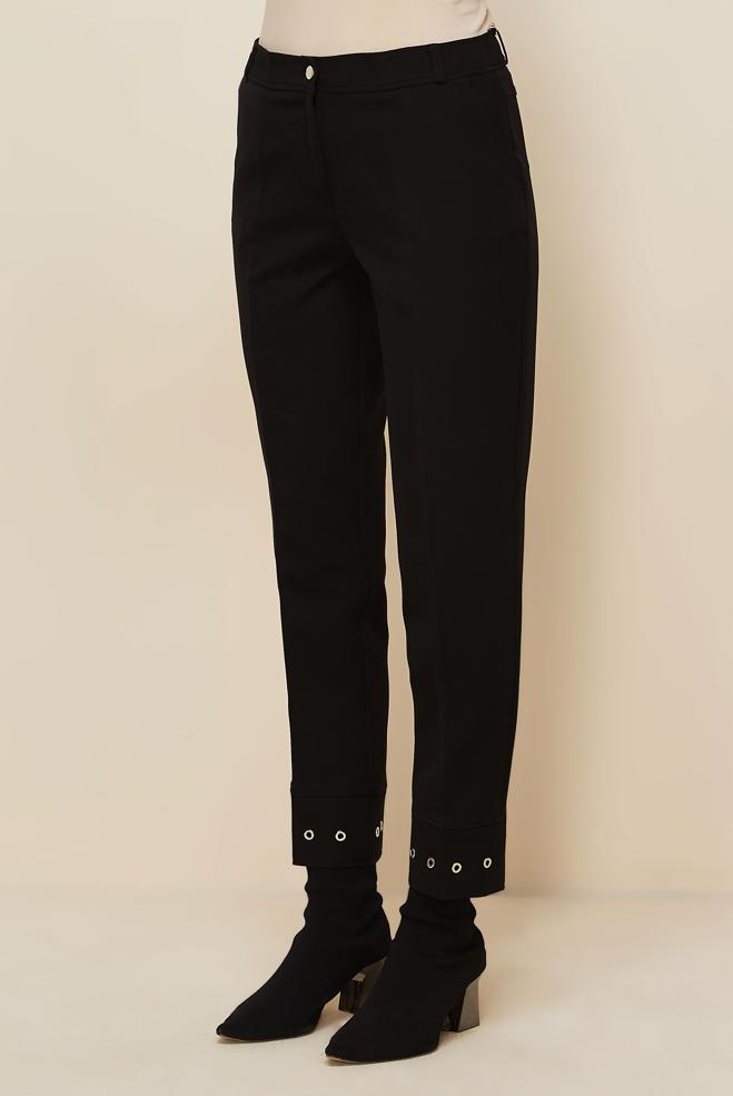 Vêtements hijab NOIR PANTALON DÉTAILLÉ À ŒILLETS 70945 - ALVİNA