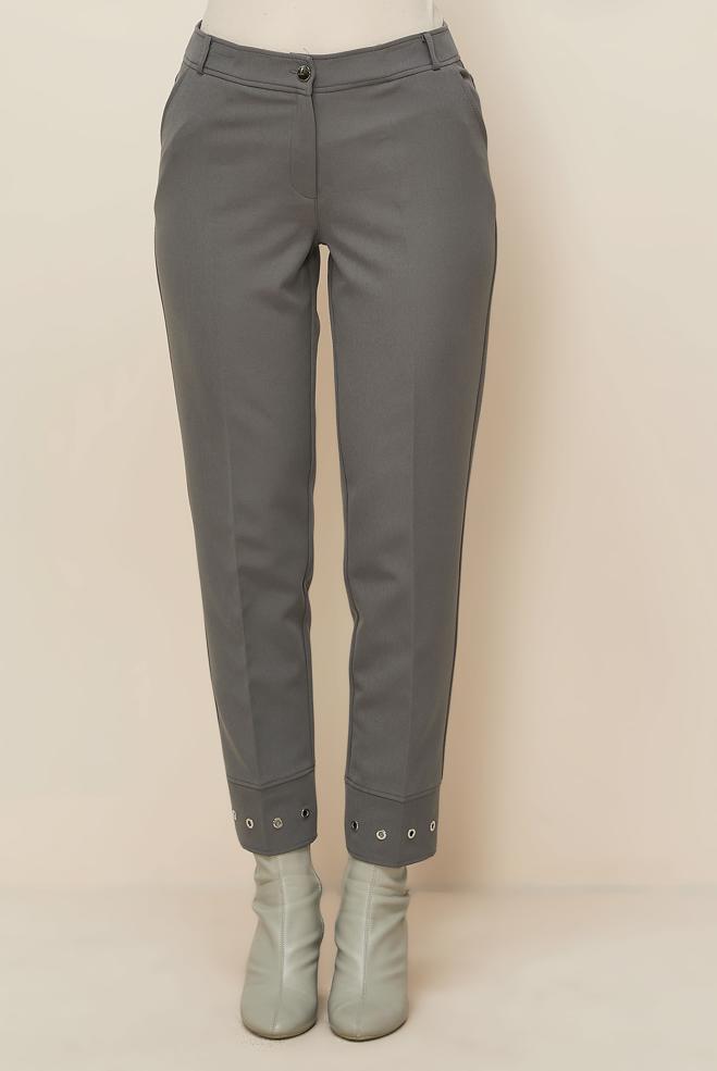 Tesettür giyim GRİ KUŞGÖZÜ DETAYLI PANTOLON 70945 - ALVİNA