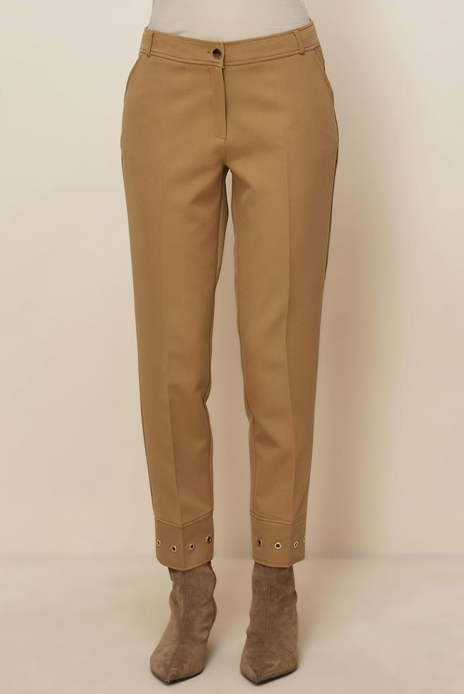 Hijab clothing BROWN EYELET DETAILED PANTS 70945 - ALVİNA