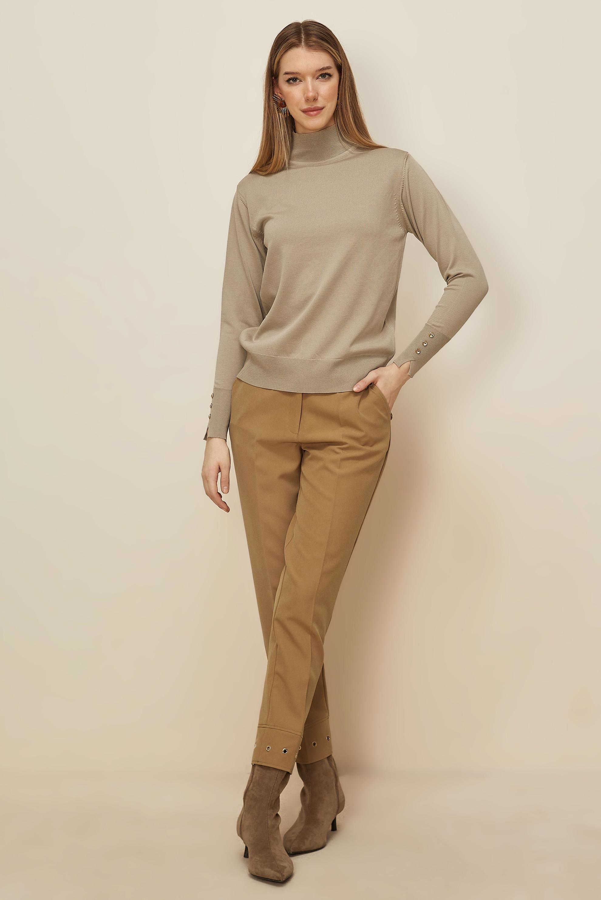 Hijab clothing BROWN EYELET DETAILED PANTS 70945