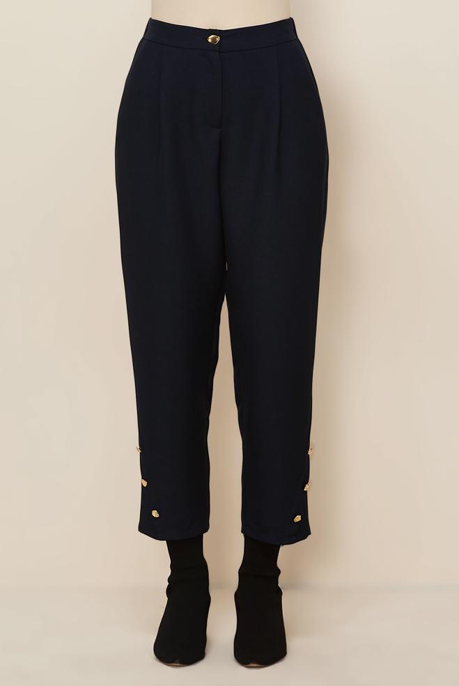Vêtements hijab BLEU MARINE PANTOLON CAROTTE 70946 - ALVİNA