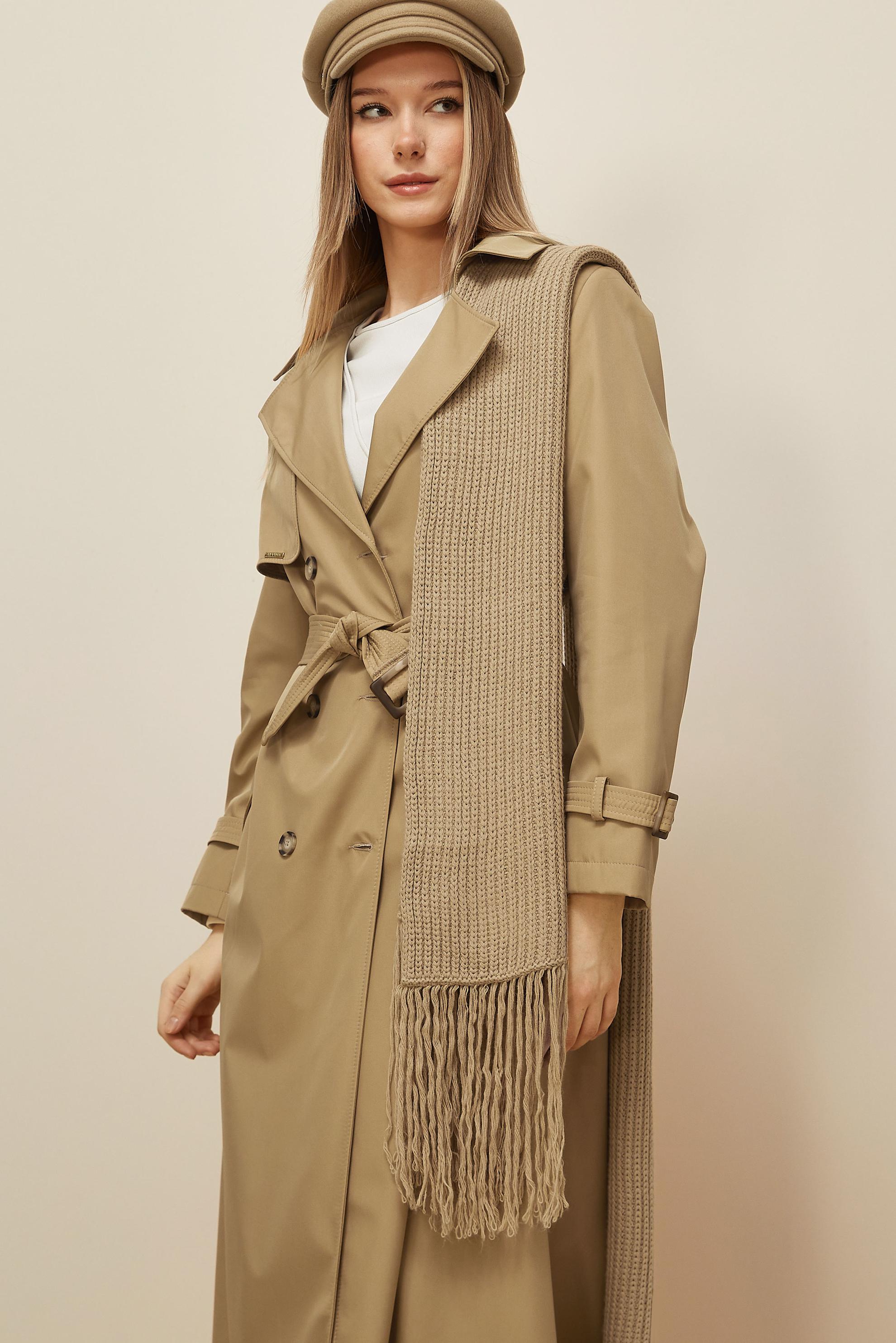 Hijab clothing BROWN BELTED TOPCOAT 10994