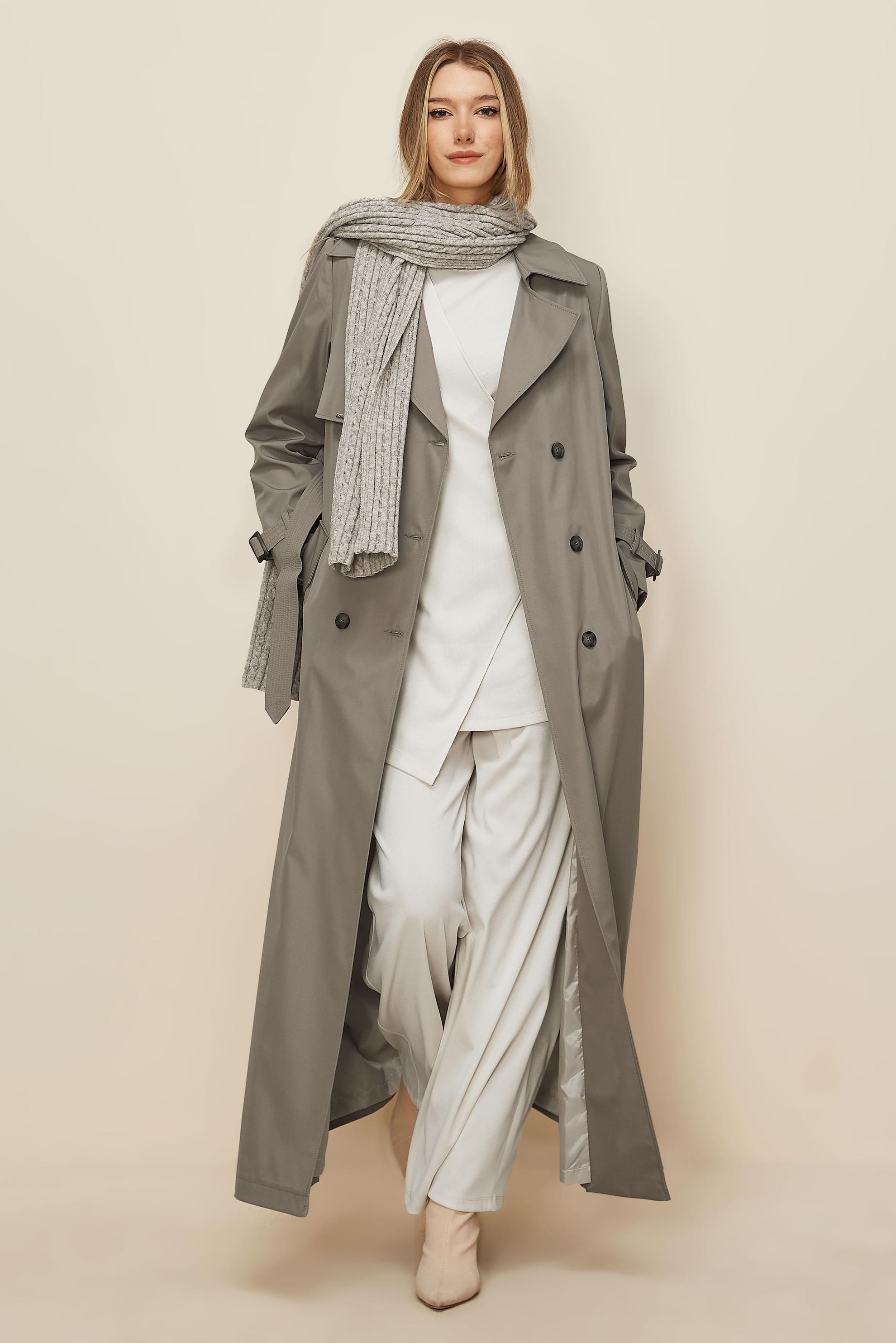 Hijab clothing BROWN BELTED TOPCOAT 10994