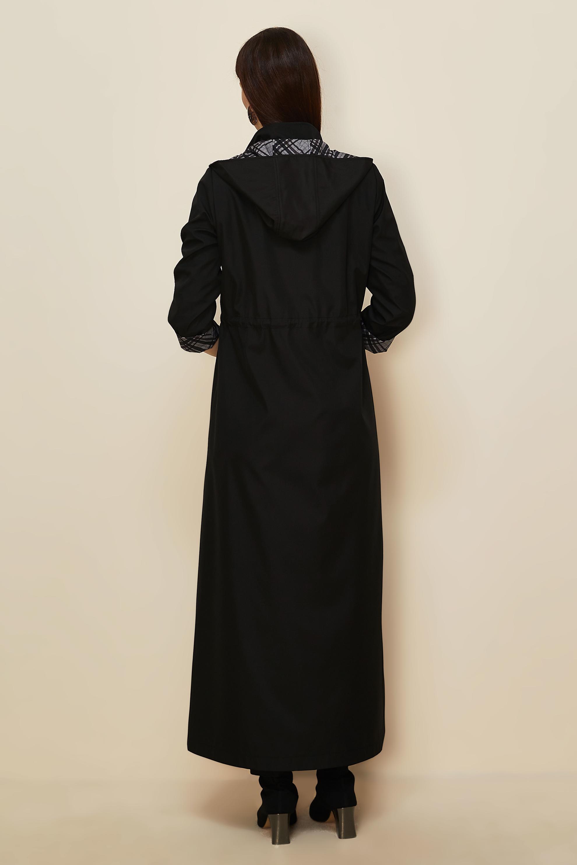Hijab clothing BLACK HOODED TOPCOAT 10995