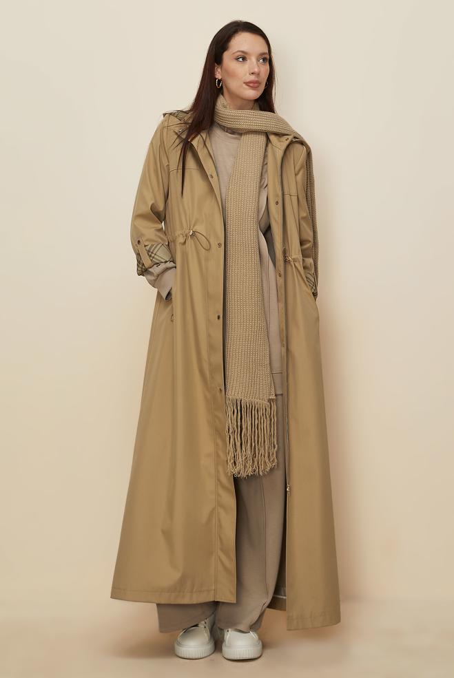 Vêtements hijab BRUN PARDESSUS À CAPUCHON 10995 - ALVİNA