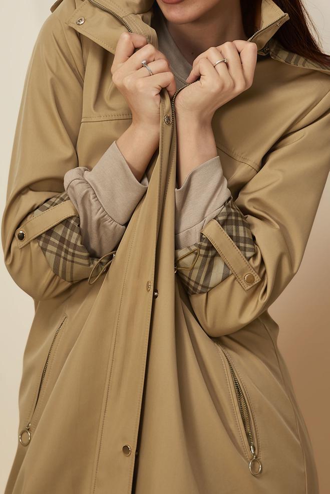 Vêtements hijab BRUN PARDESSUS À CAPUCHON 10995 - ALVİNA