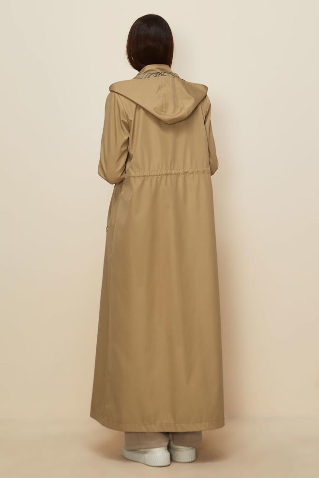 Vêtements hijab BRUN PARDESSUS À CAPUCHON 10995 - ALVİNA