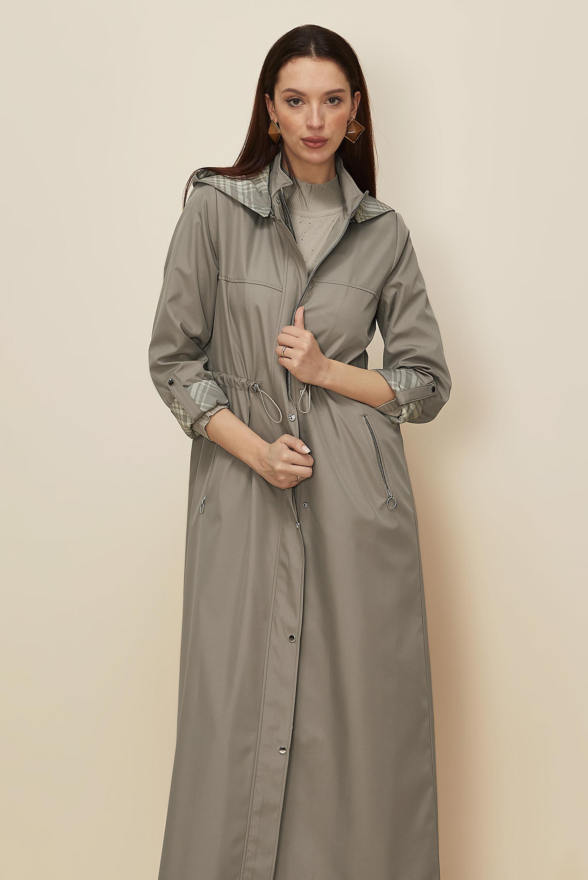 Tesettür giyim KAHVE KAPÜŞONLU PARDESÜ 10995