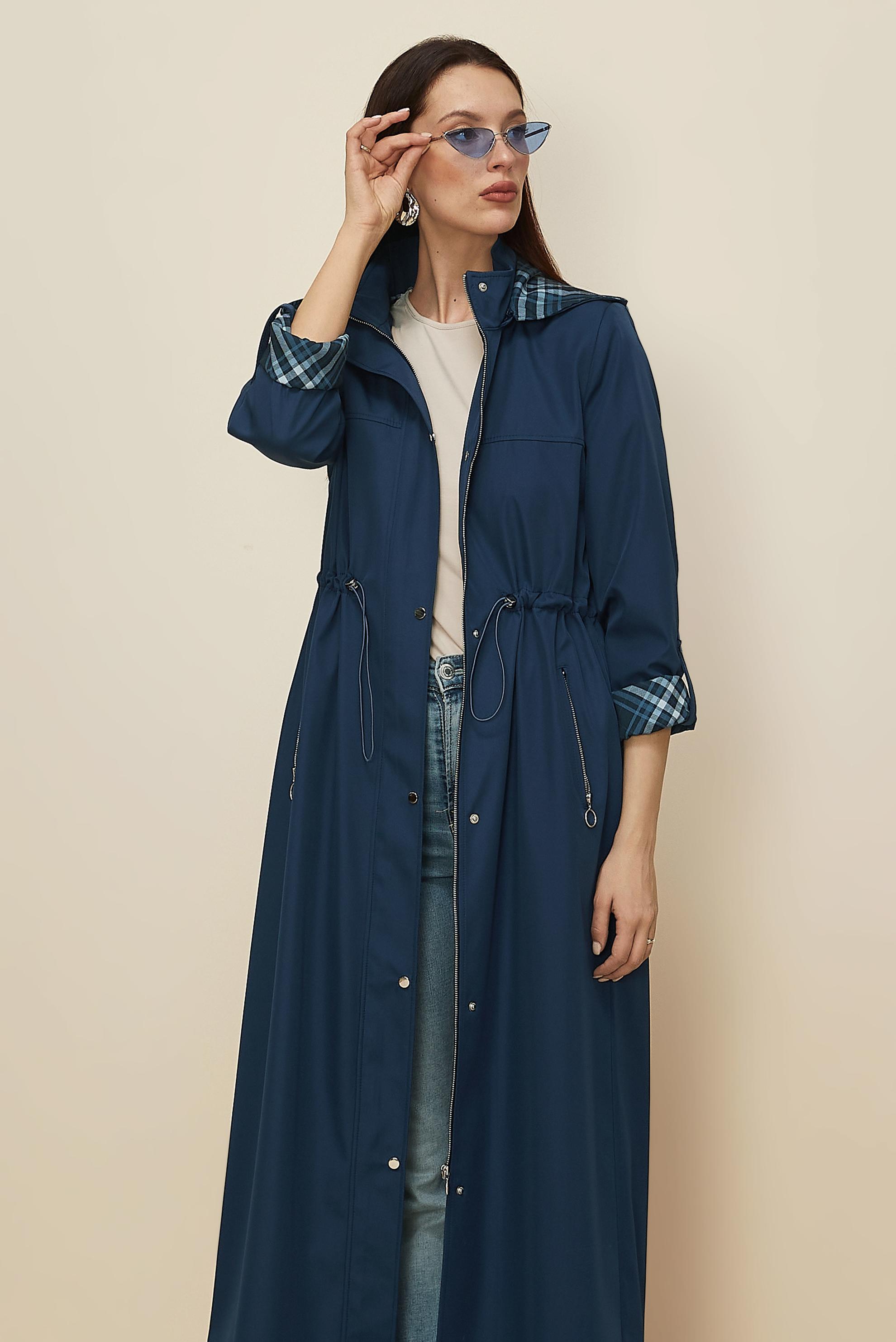 Tesettür giyim LACİVERT KAPÜŞONLU PARDESÜ 10995