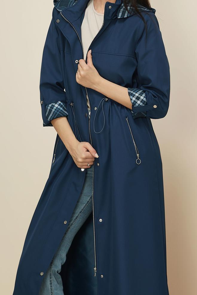 Tesettür giyim LACİVERT KAPÜŞONLU PARDESÜ 10995 - ALVİNA