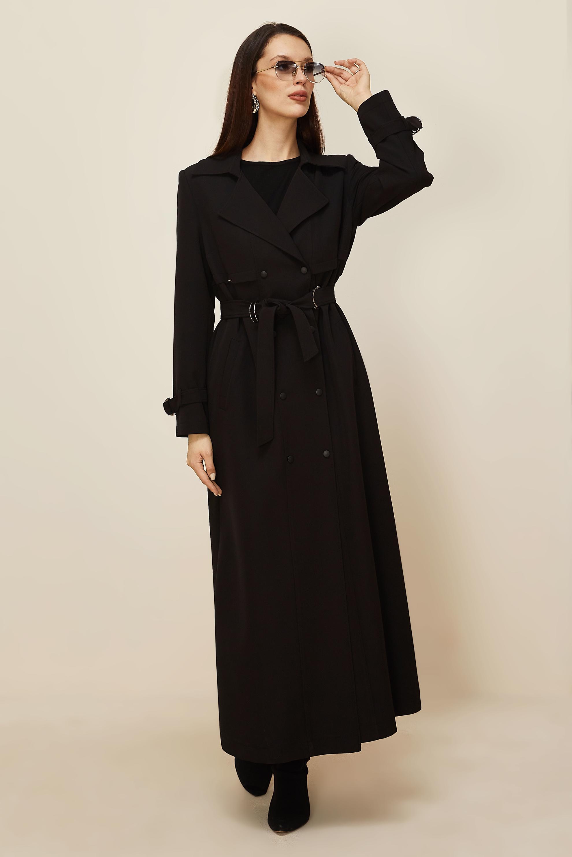 Hijab clothing BLACK BELTED TOPCOAT 10996