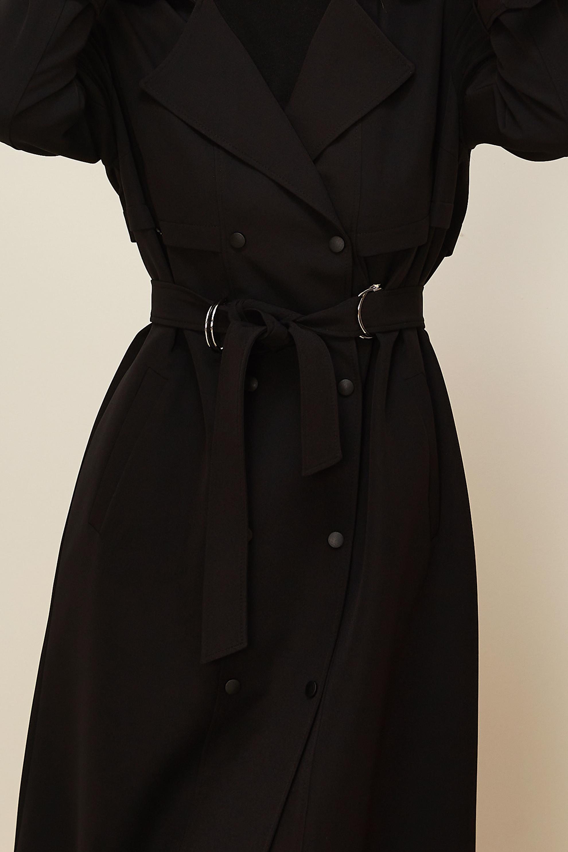 Hijab clothing BLACK BELTED TOPCOAT 10996